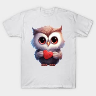 Valentine Owl Holding Heart T-Shirt